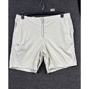 LL Bean Chino Khaki Shorts Womens Plus size 20W High Rise Nylon Blend